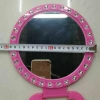 18cm plastic mirror, desktop mirror with diamond, makeup mirror, 2-yuan store, street stall bestseller, pearlescent mirror details Picture